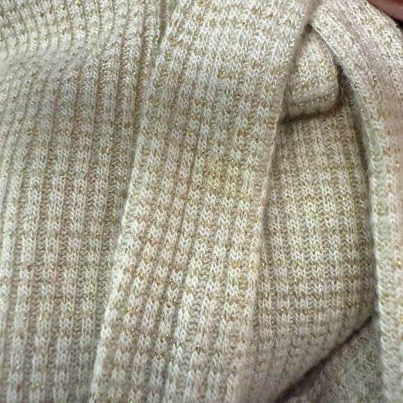 Free People Intimately Waffle Knit Bell Sleeve Blouse Women M Cream Tie Front - Picture 7 of 9